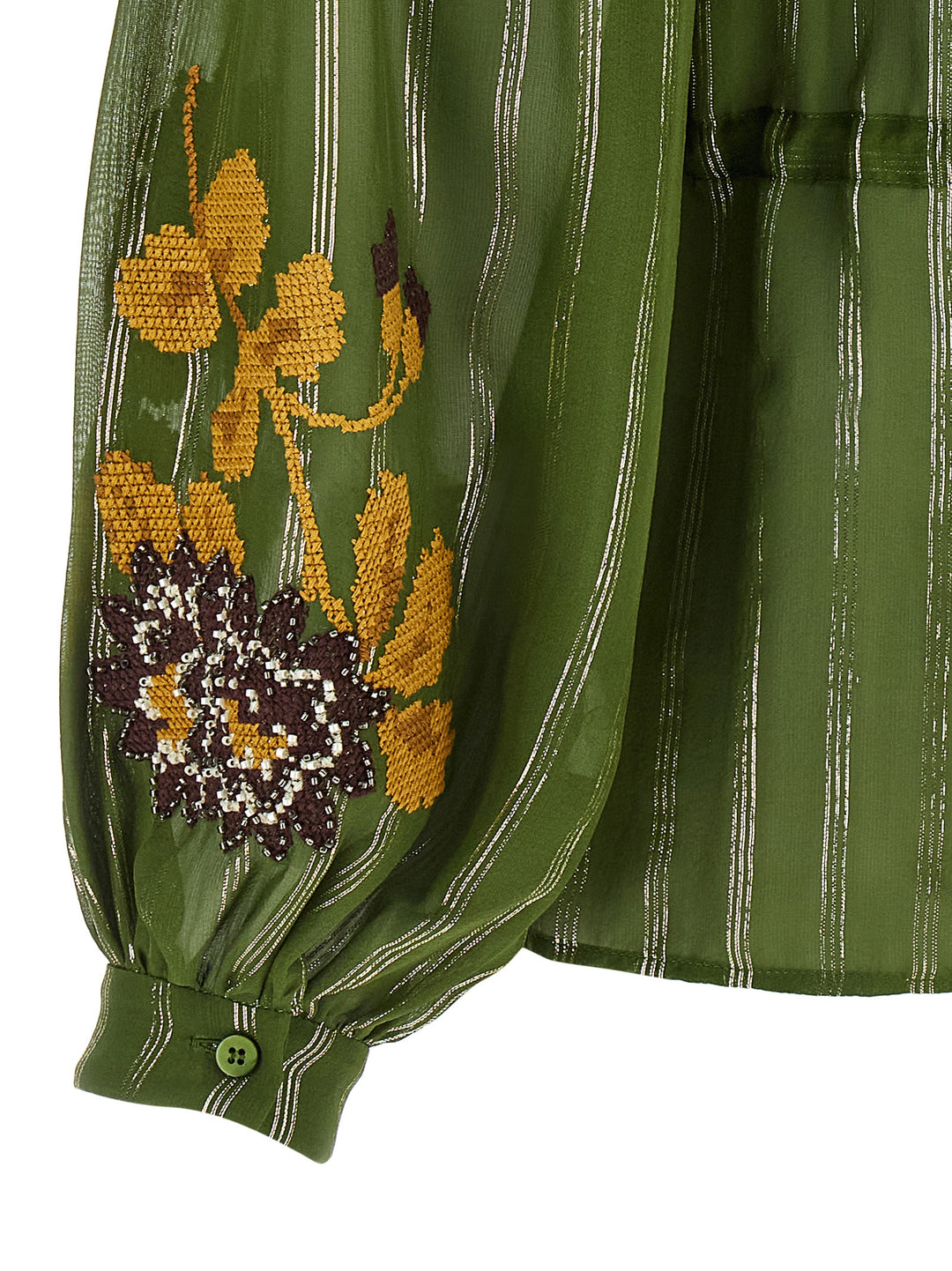 Valentino Garavani Valentino Garavani Embroidered Lurex Silk Shirt Camicie - Verde | 68c516d61046c632e660e7171e79c0fd10bc0b1b
