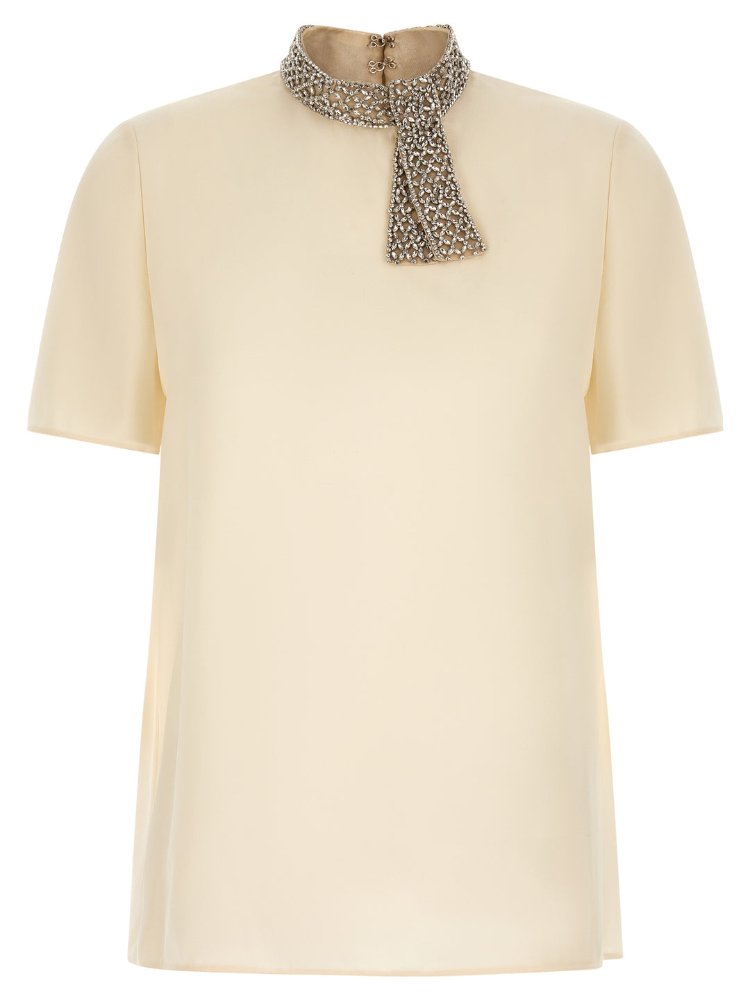 Valentino Garavani Valentino Garavani Jewel Collar Top Top - Bianco | 92d1e24be1f99ce69e871152cacaa38bf3db18f5