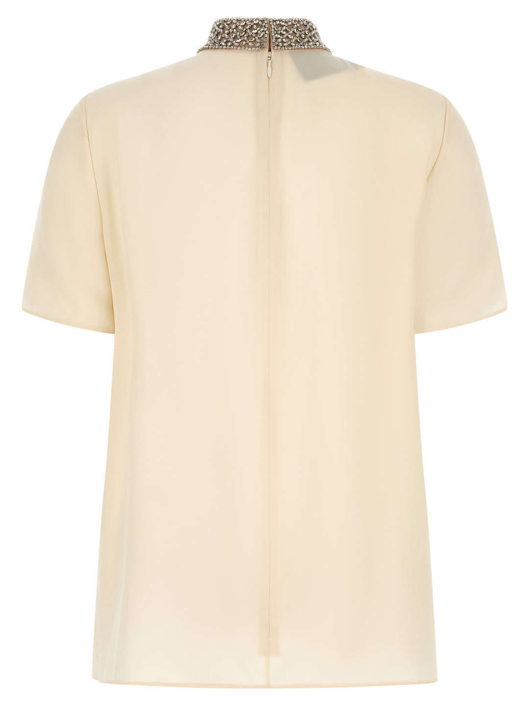 Valentino Garavani Valentino Garavani Jewel Collar Top Top - Bianco | 5ca1d880a78215aa9619e1dc4fbb3b63173d374c