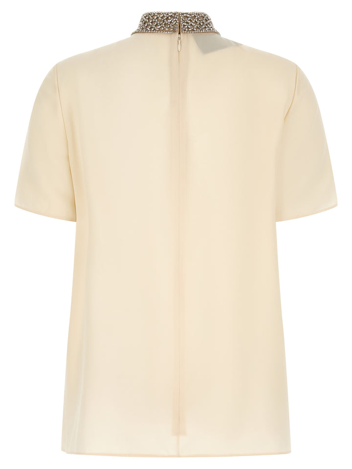 Valentino Garavani Valentino Garavani Jewel Collar Top Top - Bianco | 5ca1d880a78215aa9619e1dc4fbb3b63173d374c