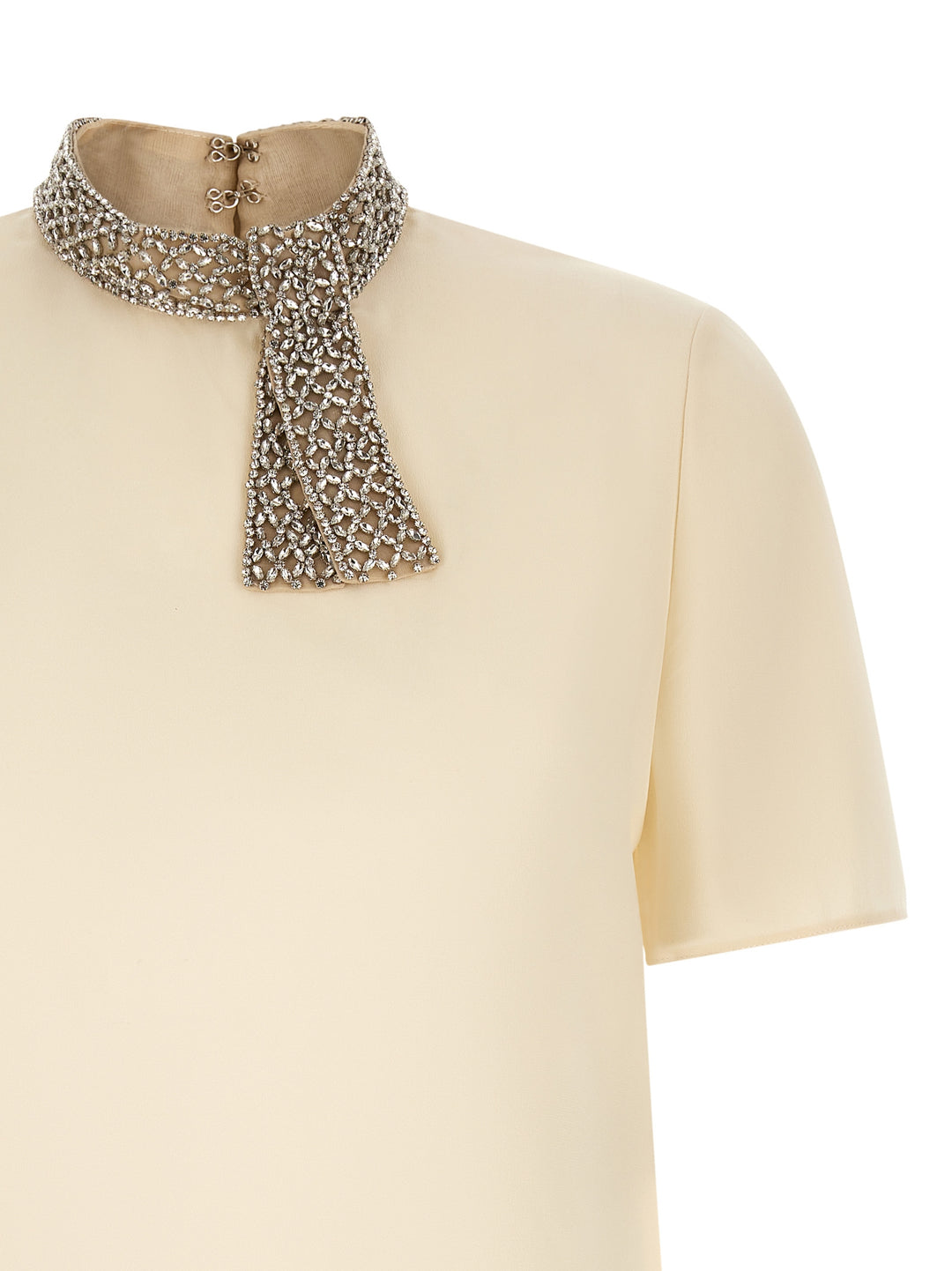 Valentino Garavani Valentino Garavani Jewel Collar Top Top - Bianco | 03d32898850fecf893a8d8b3a43f86b1440a82c9