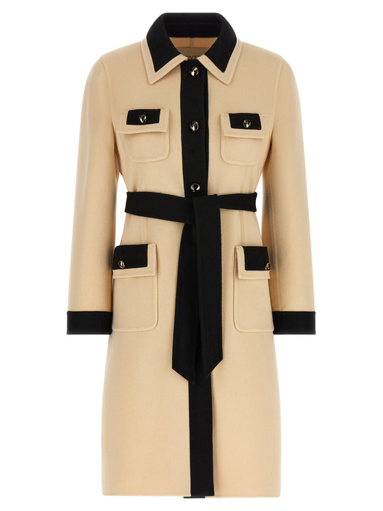 Valentino Garavani Wool Coat Trench E Impermeabili Bianco/Nero