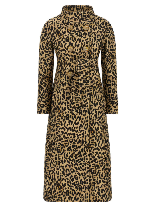 Coat Valentino Garavani Animal Print Cloth Trench E Impermeabili Marrone