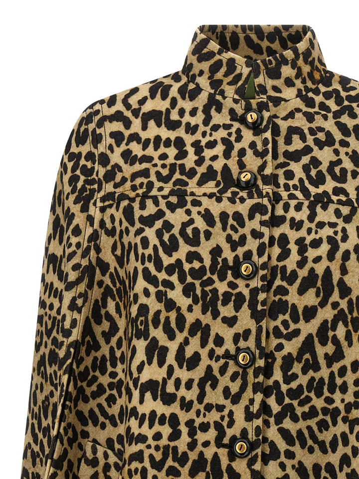 Valentino Garavani Valentino Garavani Cape In Animalier Cloth Mantelle - Marrone | 10d2dd82e44590c64f789b116a89e63acefd5e88