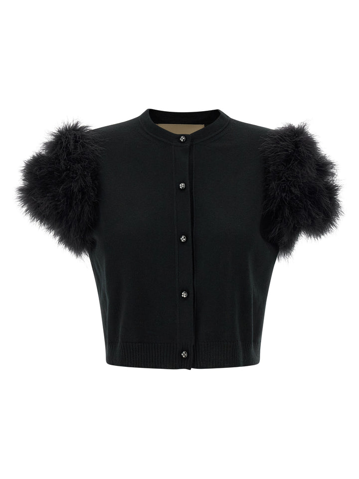 Valentino Garavani Valentino Garavani Feathered Knit Cardigan Maglioni - Nero | bd959308b05e52ccc1b31171c35d5cf8c9525b0c