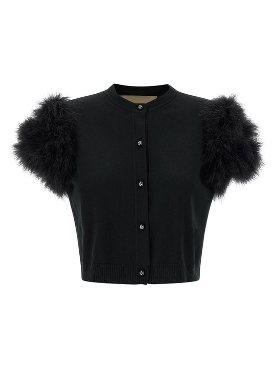 Valentino Garavani Feathered Knit Cardigan Maglioni Nero