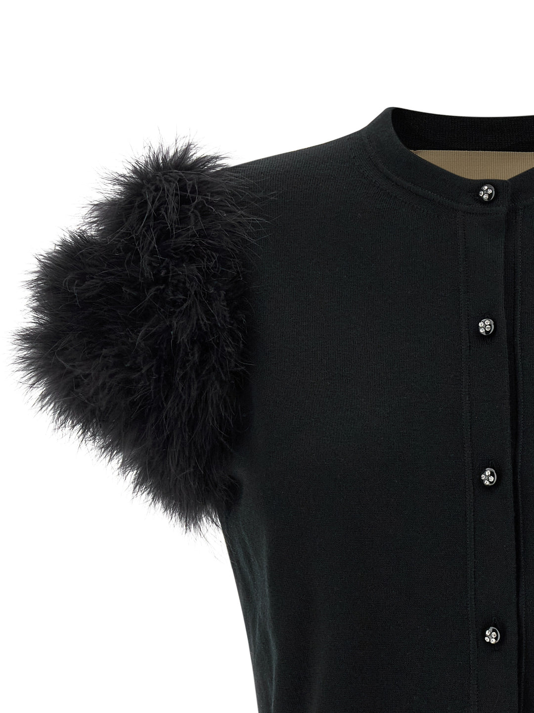 Valentino Garavani Valentino Garavani Feathered Knit Cardigan Maglioni - Nero | 6e2e853b98742c170e7c07b5cf6e2b5ba61429a5