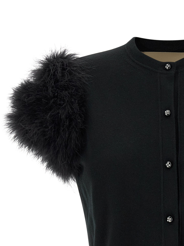 Valentino Garavani Valentino Garavani Feathered Knit Cardigan Maglioni - Nero | 6e2e853b98742c170e7c07b5cf6e2b5ba61429a5