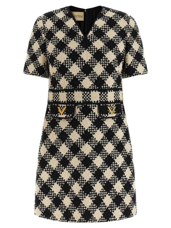 Valentino Garavani Valentino Garavani Damier Tweed Dress Abiti - Bianco/Nero | 57939efd6d46f2e0d91f6f2d480f13e183c33330