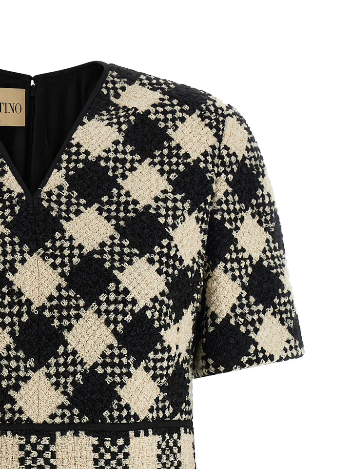 Valentino Garavani Valentino Garavani Damier Tweed Dress Abiti - Bianco/Nero | 6757323893f82fbfdb65617c0980d55e9133205e