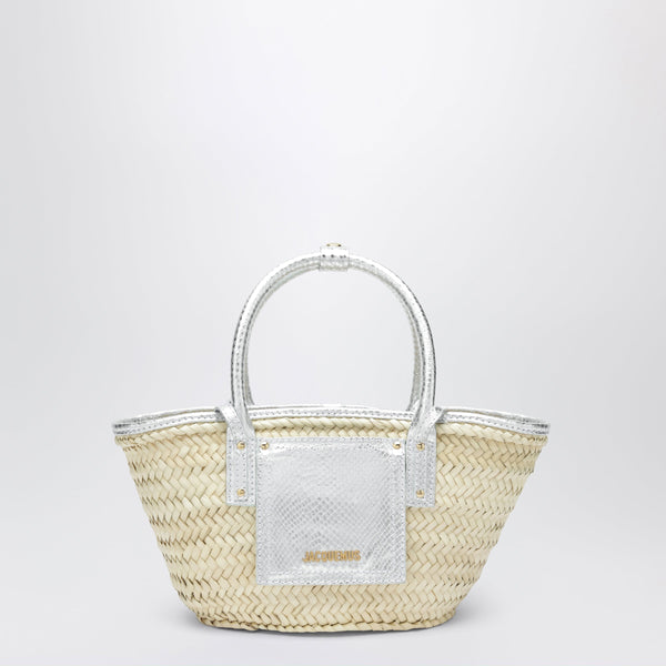 Small Soli Basket Bag In Natural/Silver Raffia