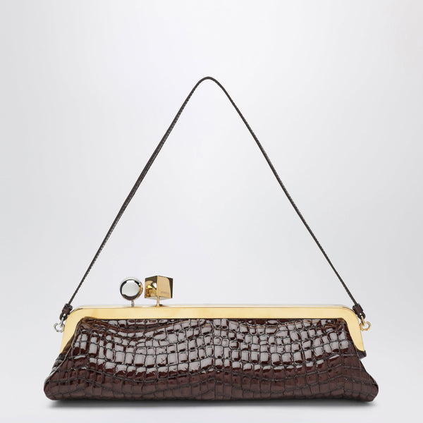 La Pochette Salon Pouch In Crocodile-Embossed Leather