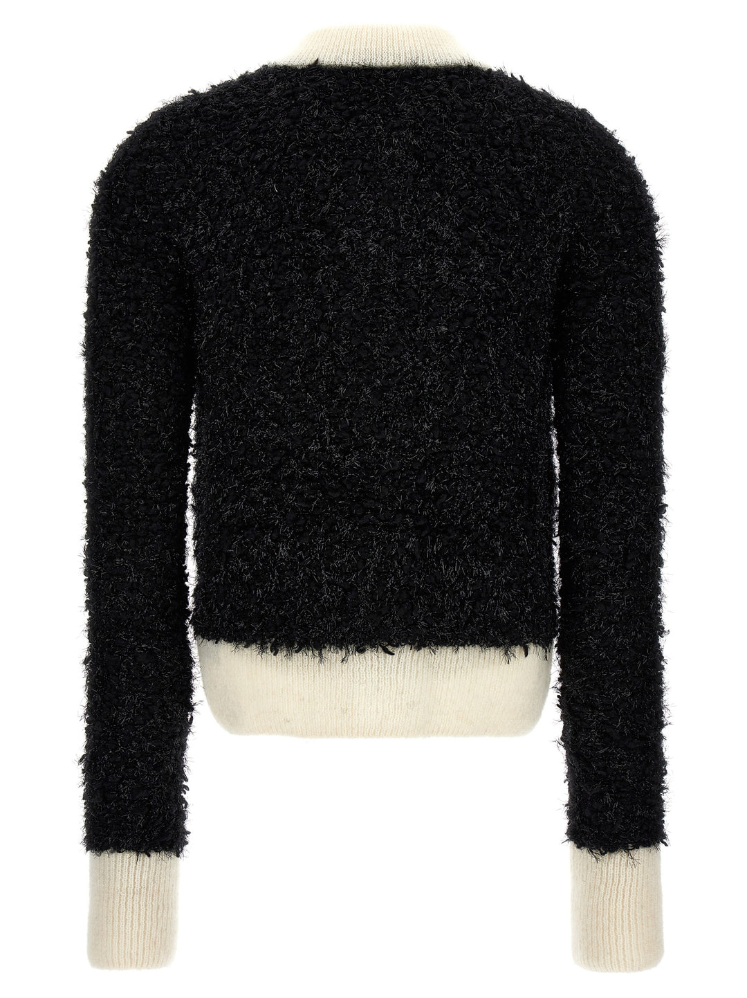 Furry Tweed Cardigan Maglioni Bianco/Nero