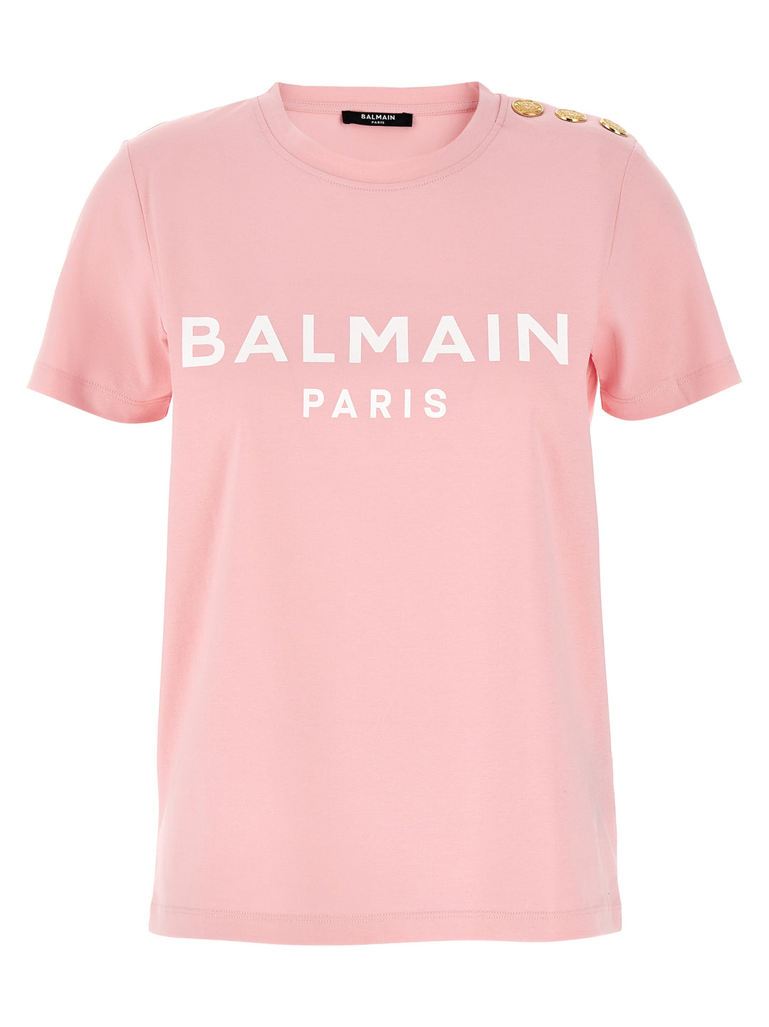 Balmain Gold Button T shirt - Rosa | 0ecbb4100cdc3e7364a42e4fa9132454bb0bf700