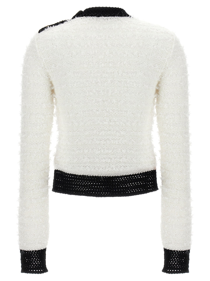Button Tweed Sweater Maglioni Bianco/Nero