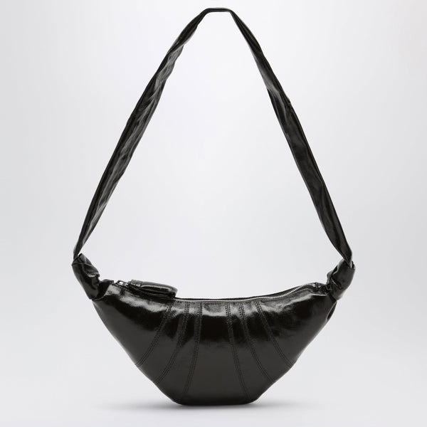 Small Croissant Bag In Dark Green Coated Cotton