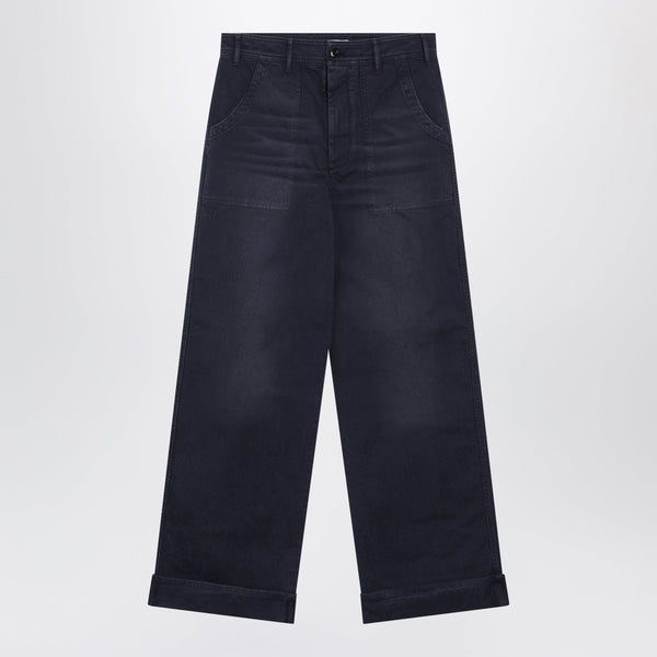 Navy Blue Cotton Twill Trousers