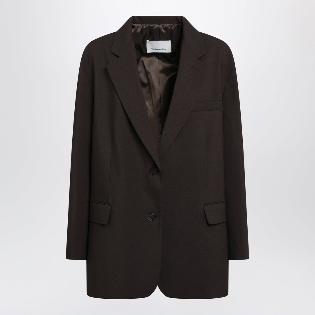 The Frankie Shop Bea Dark Brown Single-Breasted Jacket
