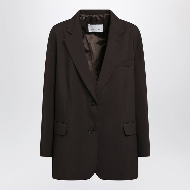 The Frankie Shop Bea Dark Brown Single-Breasted Jacket