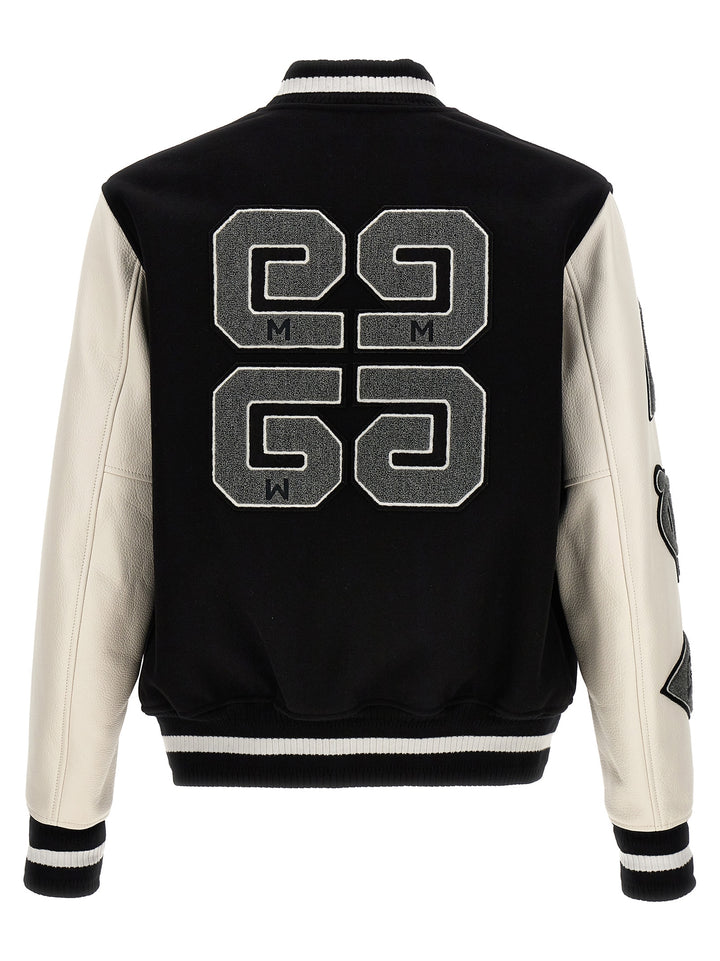 Patches And Embroidery Bomber Jacket Giacche Bianco/Nero