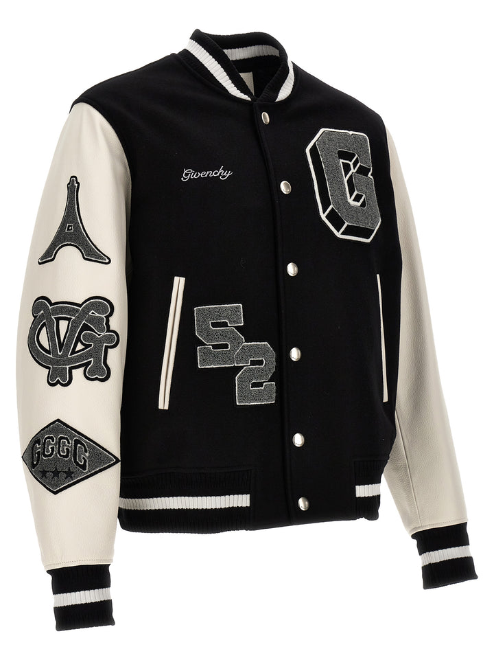 Patches And Embroidery Bomber Jacket Giacche Bianco/Nero