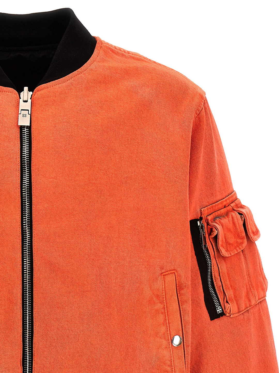 Nylon Reversible Denim Bomber Jacket Giacche Arancione