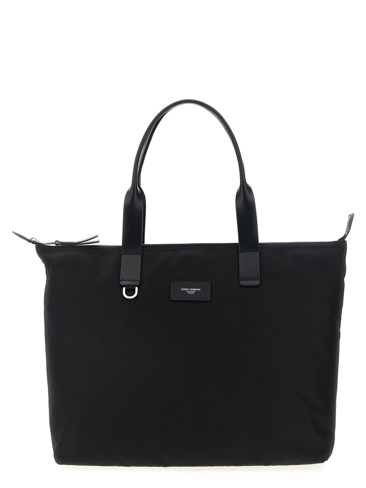 Dolce & Gabbana Media Logo Patch Shopping Bag Tote - Nero | c79509e559e28c11724dd14cd559680b74c7a37f