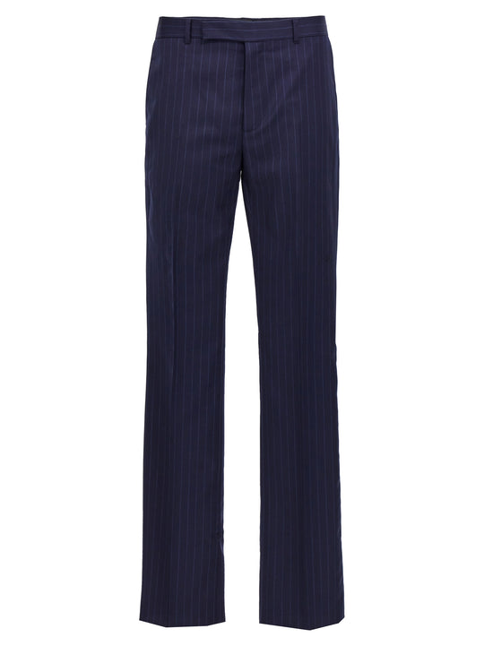 Pinstripe Pantaloni Blu