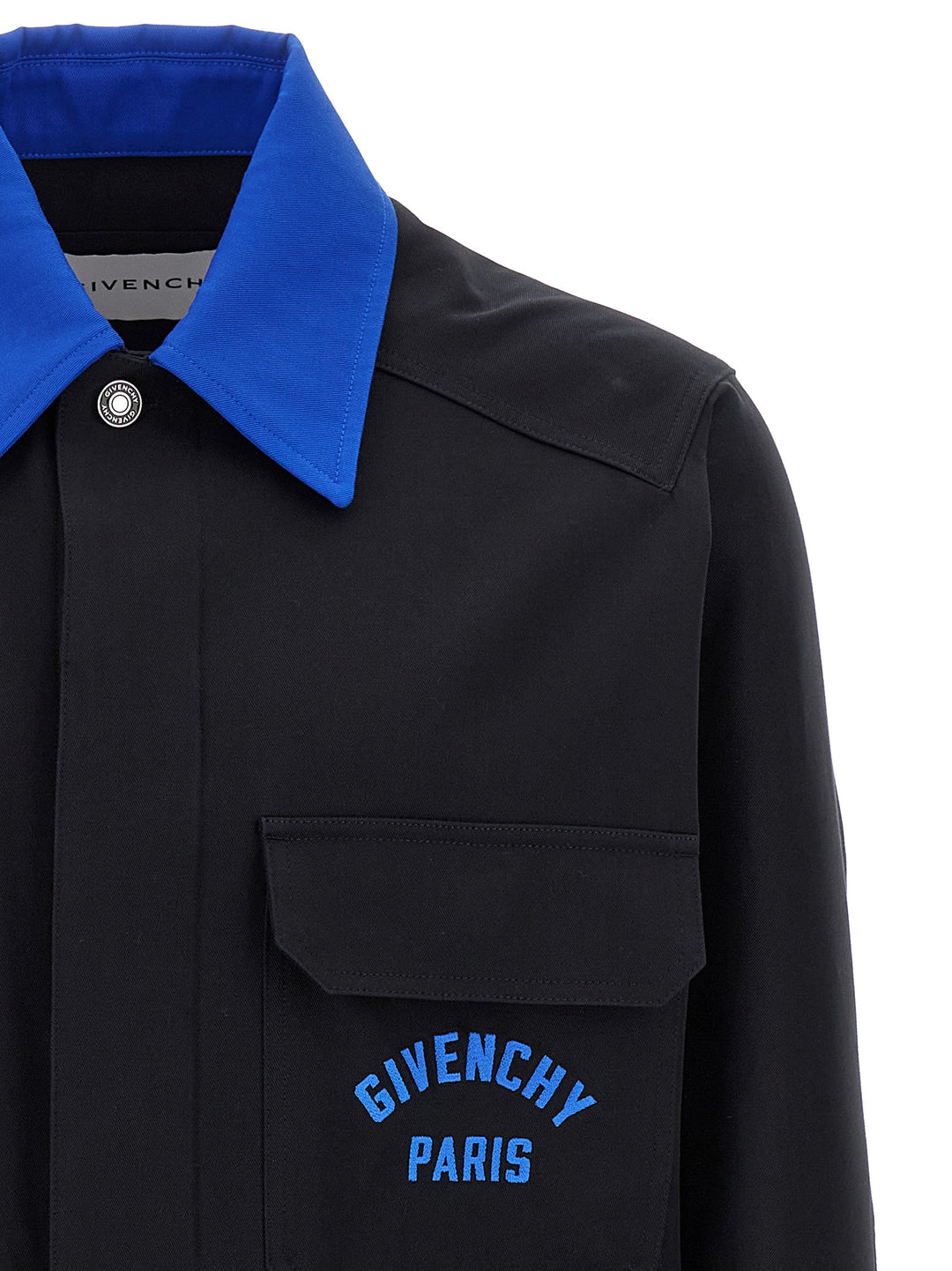 Givenchy Logo Embroidery Overshirt Puffer Jackets - Blu | d5e4742aa4ddb03e6d47c7eb081910f534d9715e
