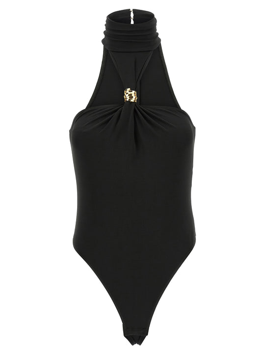 Jewel Detail Bodysuit Top Nero