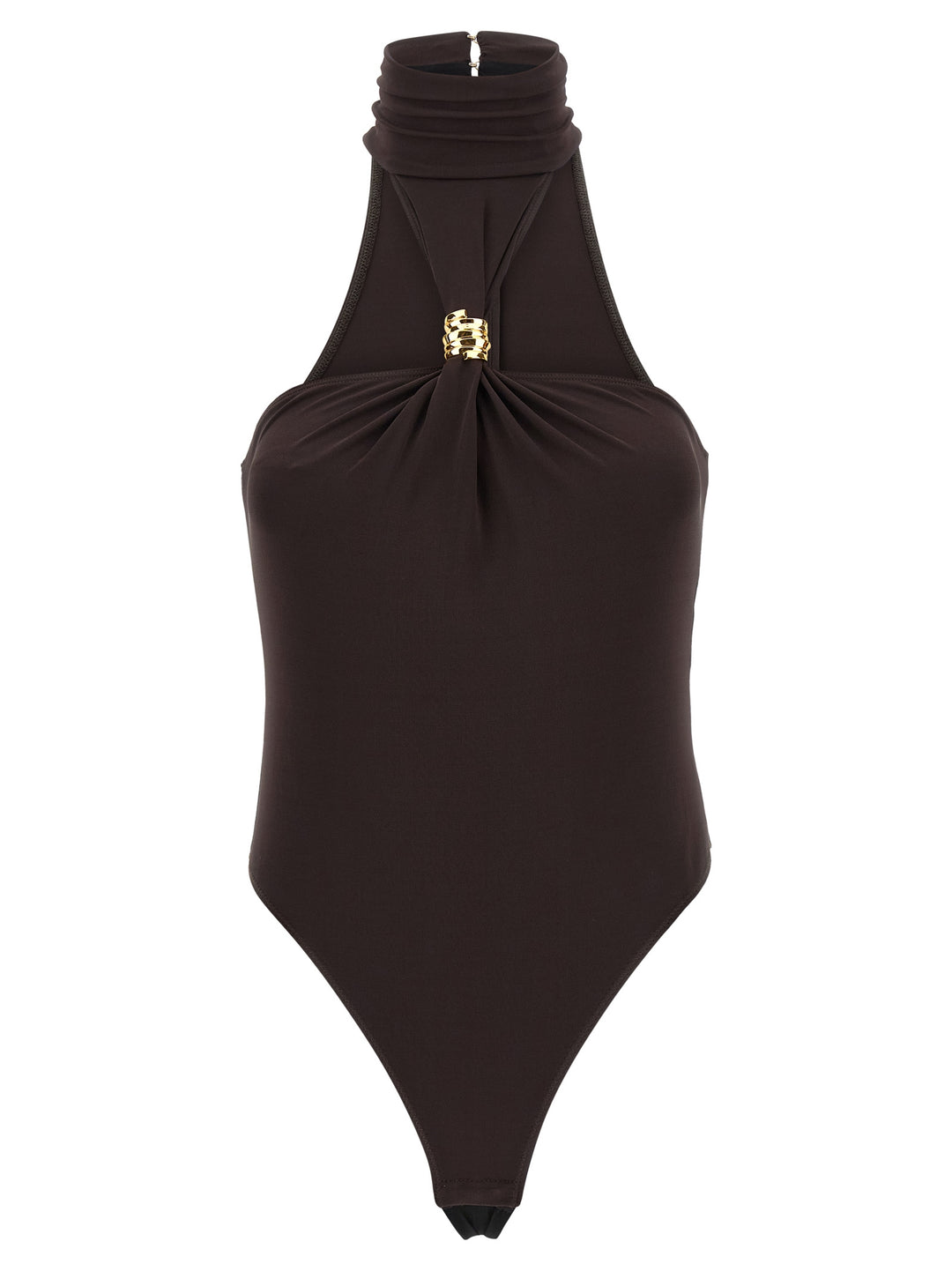 Elisabetta Franchi Jewel Detail Bodysuit Top - Marrone | 5d0f65ea99c1a4525c12f68fe33add55917772a7