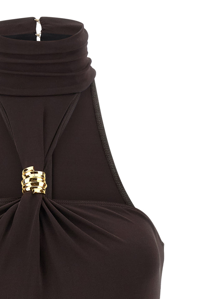 Elisabetta Franchi Jewel Detail Bodysuit Top - Marrone | ec96e1189dd077e9fdeebda704d5ebe623d59e0f