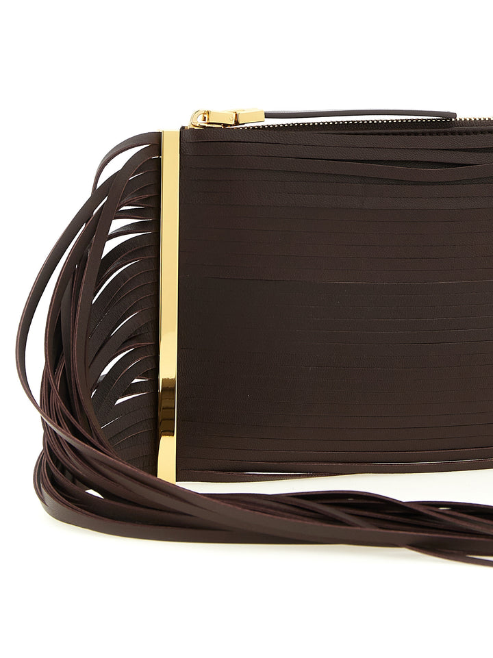 Elisabetta Franchi Fringed Clutch - Marrone | d27ec42f530546154ade55beb920b88f848b8f5e