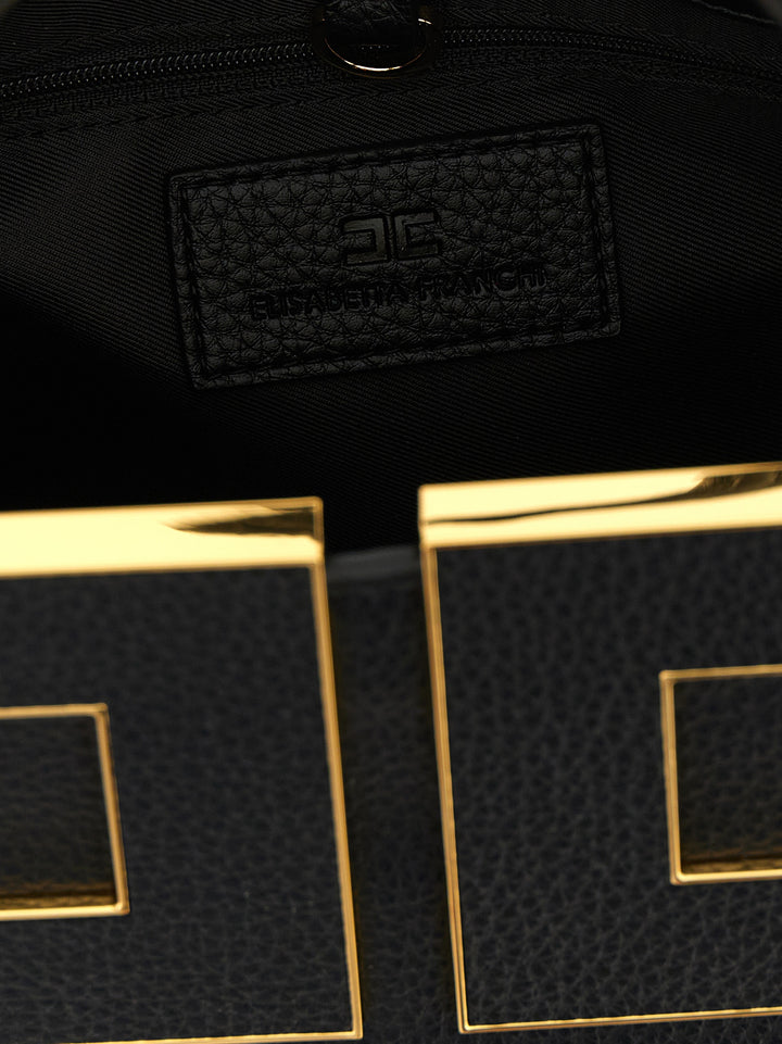 Elisabetta Franchi Maxi Logo Shopping Bag Tote - Nero | b3a76dc539c07dd667fef5e11bd466a6ec3a5ce6