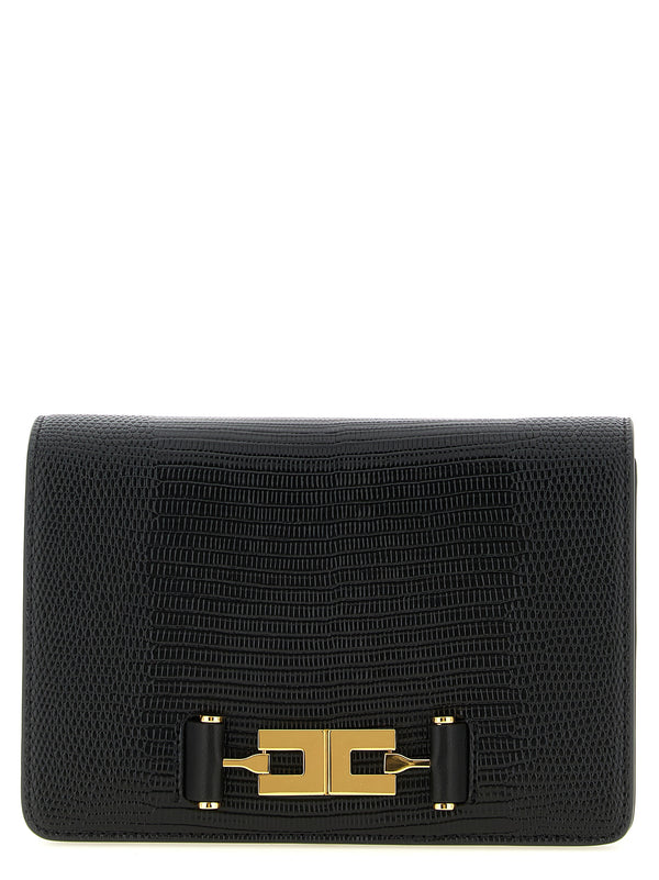 Lizard Print Crossbody Bag Clutch Nero