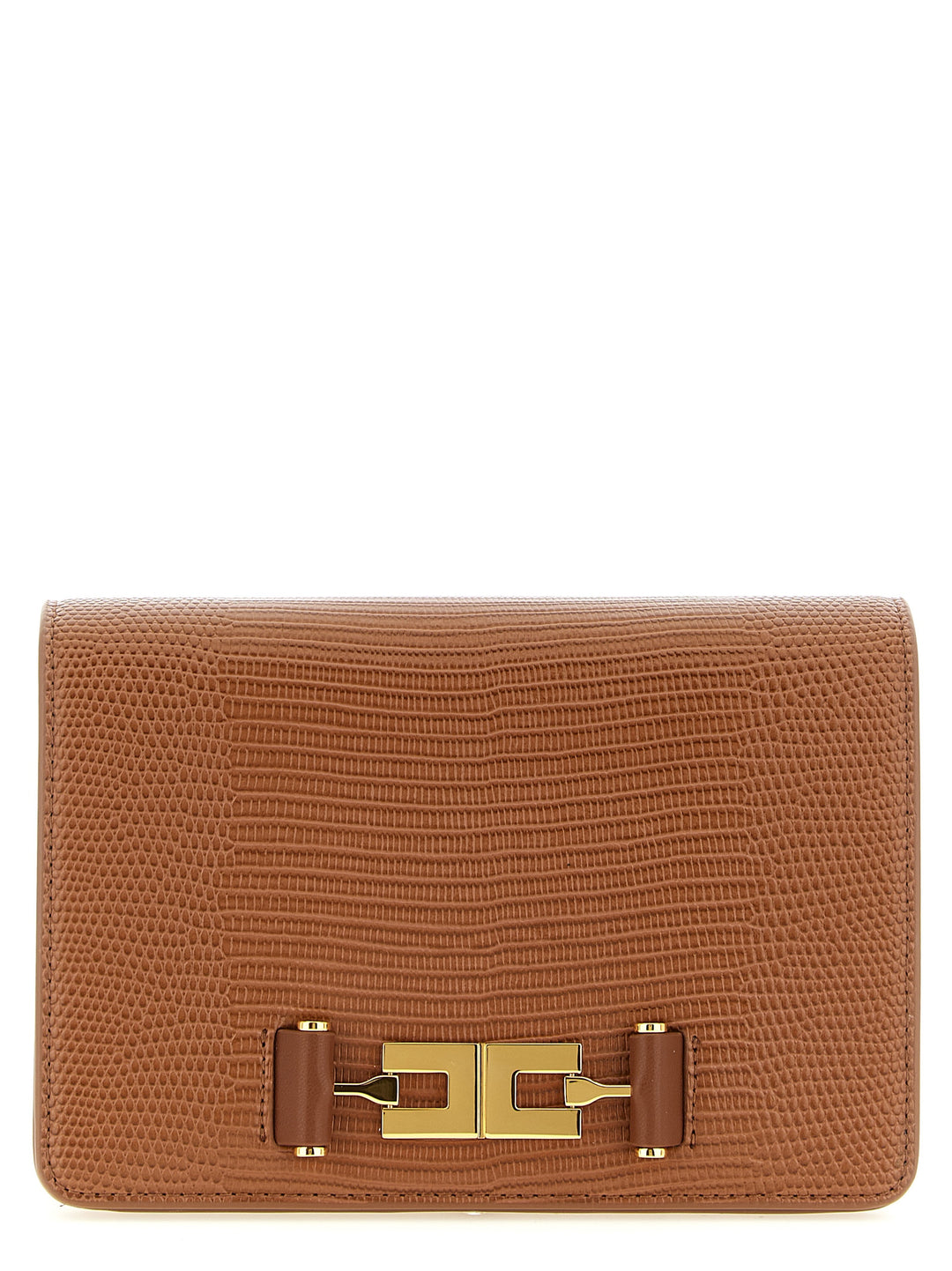 Elisabetta Franchi Lizard Print Crossbody Bag Clutch - Marrone | 33a14d422ae078f4aa72c3f7321048cfbd8751dd
