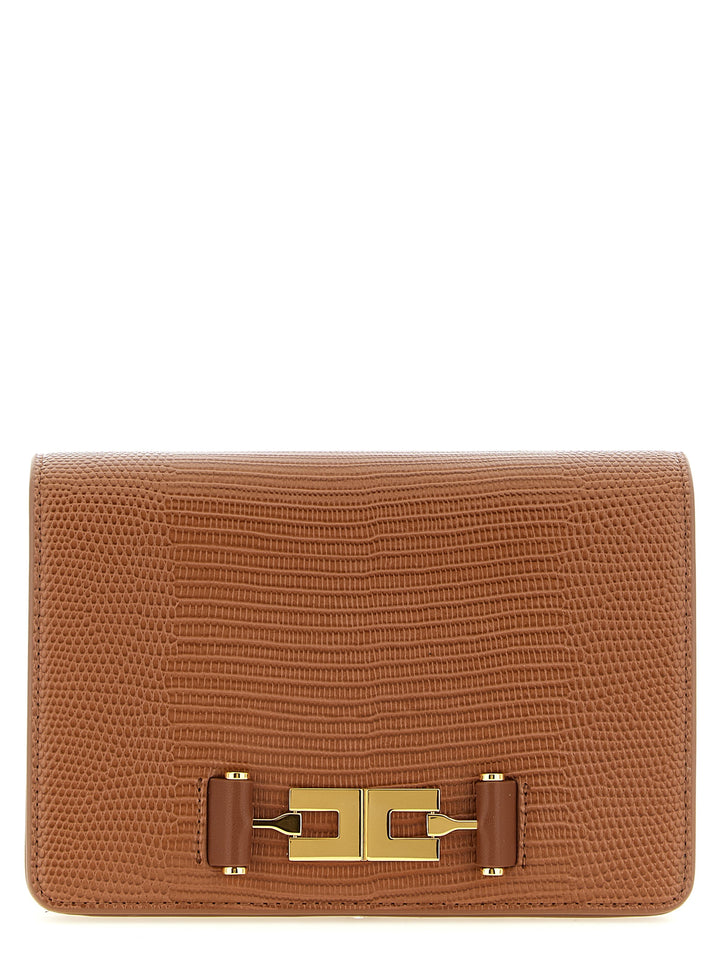 Elisabetta Franchi Lizard Print Crossbody Bag Clutch - Marrone | 33a14d422ae078f4aa72c3f7321048cfbd8751dd