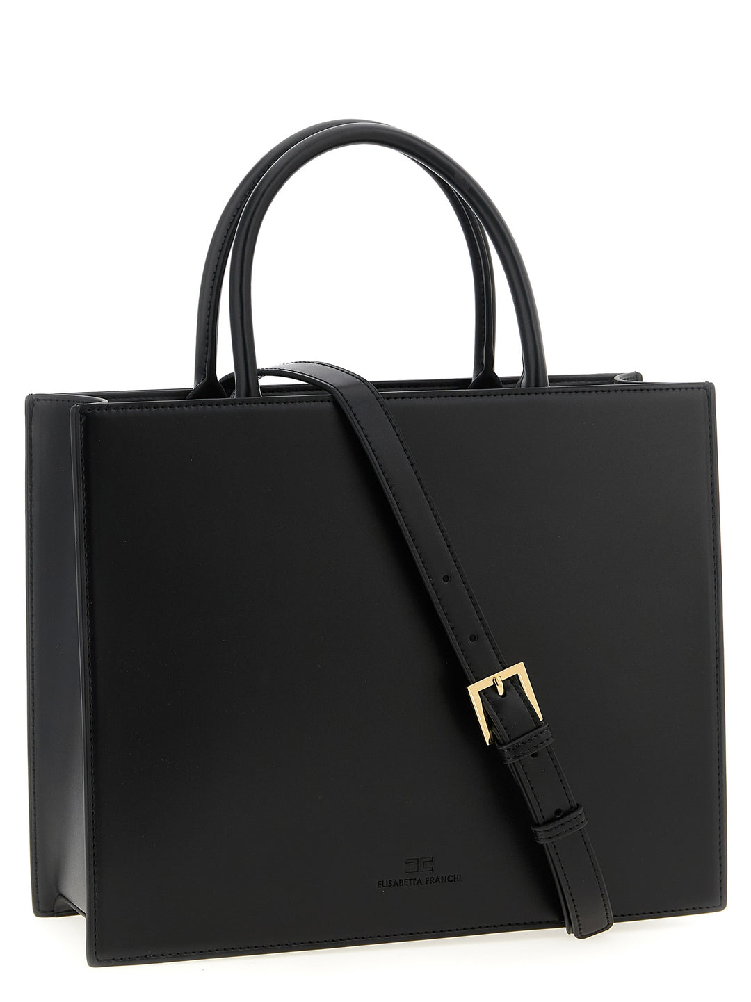 Elisabetta Franchi Large Logo Shopping Bag Tote - Nero | 3546545f641f4d1d5767913bc1bbc071c27beccb