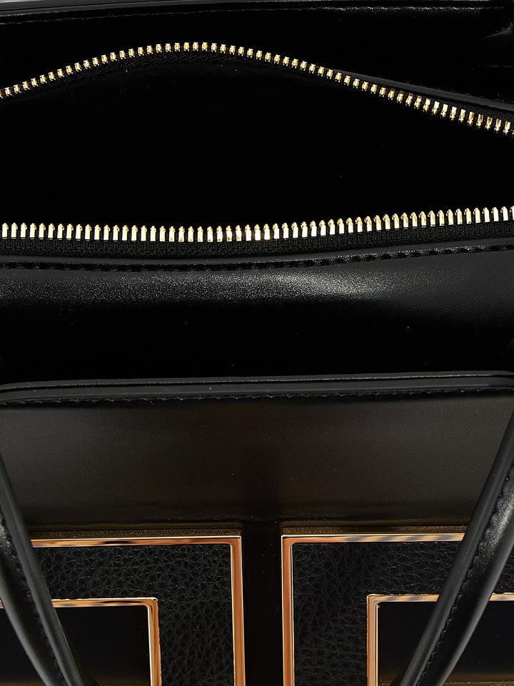 Elisabetta Franchi Large Logo Shopping Bag Tote - Nero | e0c9132b24d9c9a7a9596075ddc94bf4731b73a3