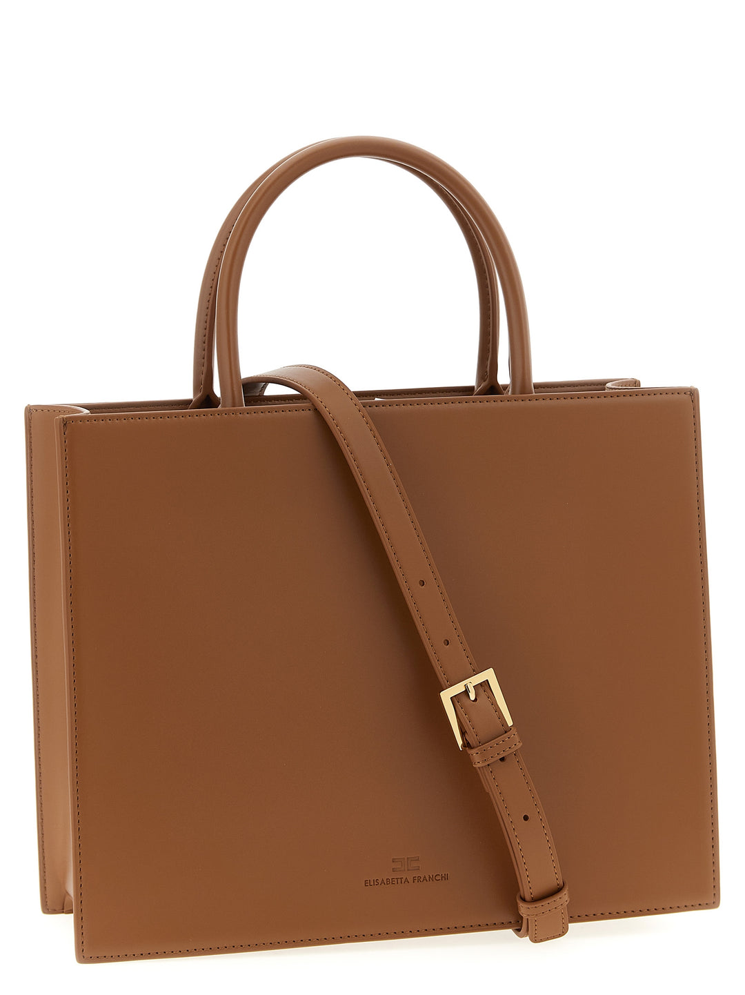 Elisabetta Franchi Large Logo Shopping Bag Tote - Marrone | e5cb3997ba484463b16e5e700bda1422ff24e4f3