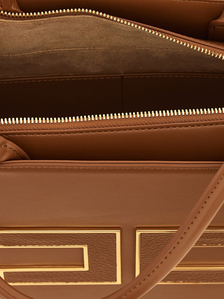 Elisabetta Franchi Large Logo Shopping Bag Tote - Marrone | 8d8537fedaeac1b73b1bc943380fab8d90f7f4ef