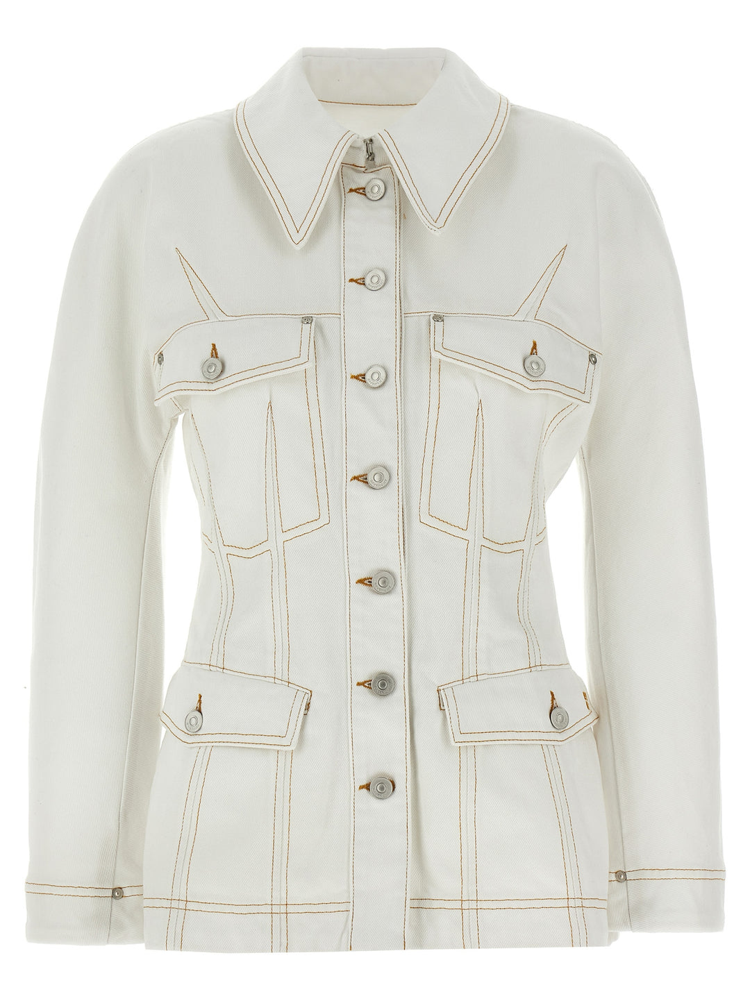 Givenchy Denim Jacket Puffer Jackets - Bianco | 74aed642035d0bcef71efec9434e44ff905b4a33