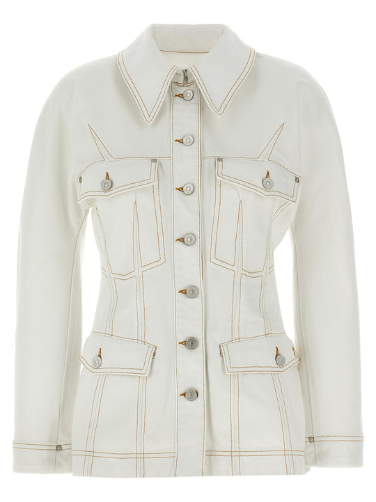 Denim Jacket Puffer Jackets Bianco