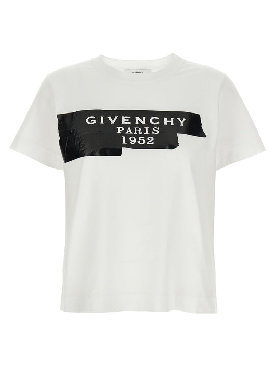 Givenchy Tape T Shirt Bianco/Nero