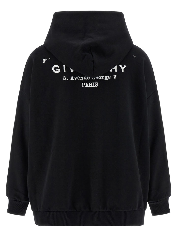 Givenchy Logo Print Hoodie Felpe - Bianco/Nero | f6dee5ba691432bae6d7656b503b1d1f710d43a5