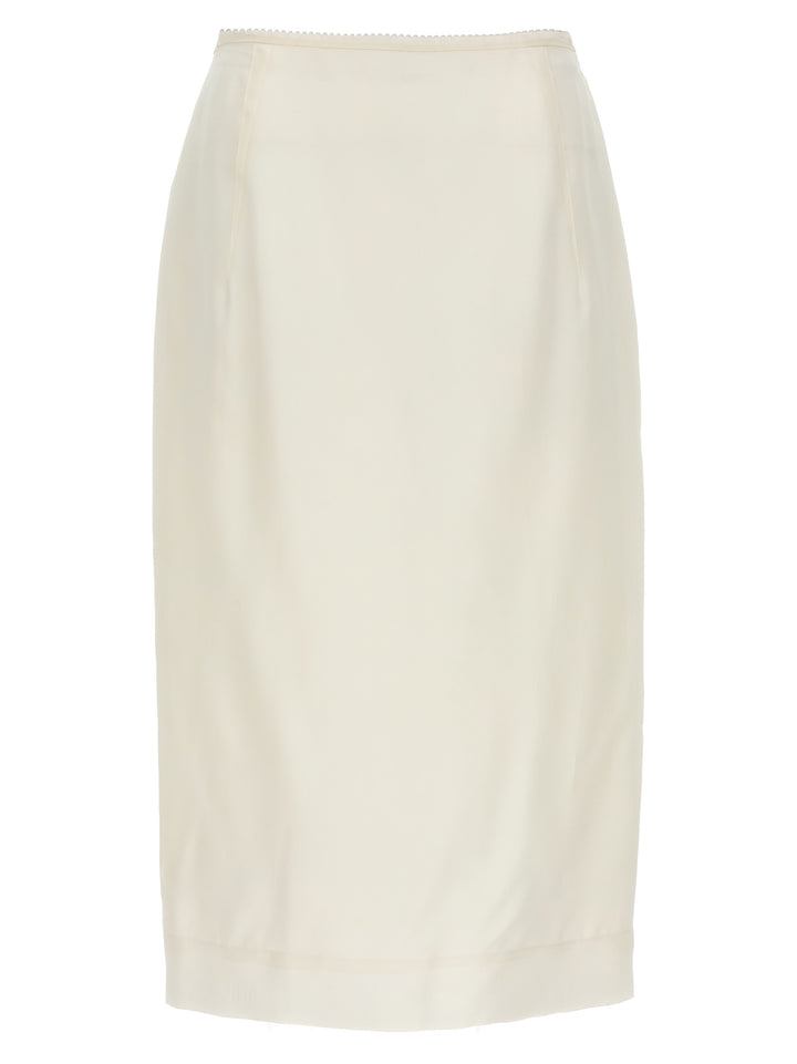 Silk Longuette Skirt Gonne Bianco
