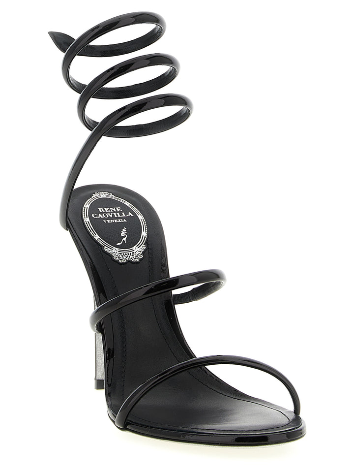 René Caovilla Cleo Metallic Sandali - Nero | 2402f56299558b2ac2629210a796a7ba268b7527