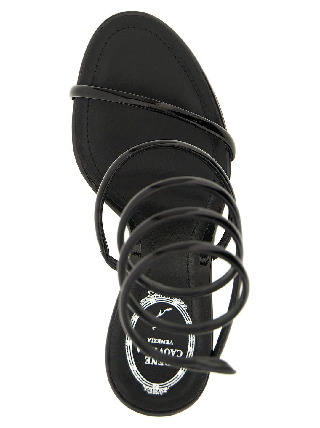 René Caovilla Cleo Metallic Sandali - Nero | 61c628fe12ab178445a924ece636f3a705e5095b