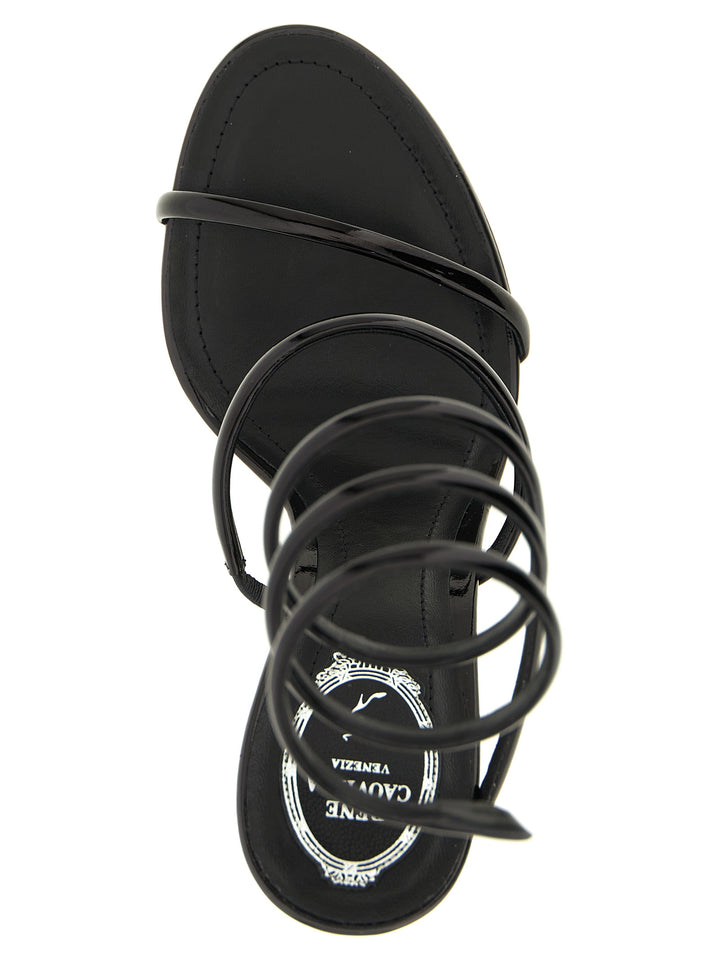 René Caovilla Cleo Metallic Sandali - Nero | 61c628fe12ab178445a924ece636f3a705e5095b