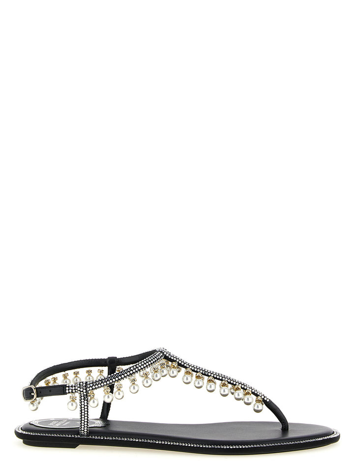 René Caovilla Diana Sandali - Bianco/Nero | 29aed313c0c5238a87c1e42f8363b69734222174